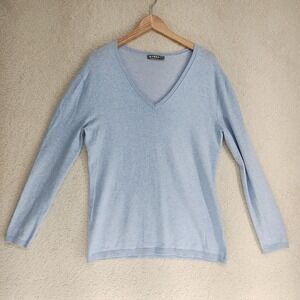 Modea Sweater Womens 44 V-Neck Light Blue Long Sleeve Pullover Knit Top Casual